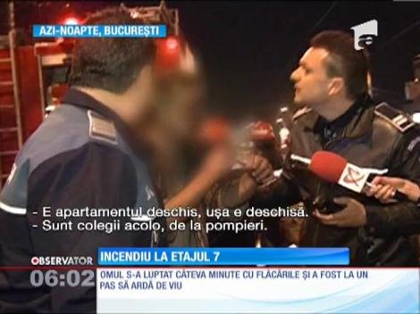 Un incendiu puternic a izbucnit la penultimul etaj al unui bloc din Bucureşti!