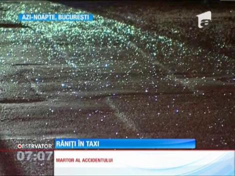 Un taximetru în care se aflau doi pasageri a fost rasturnat de o altă mașina, în Capitală