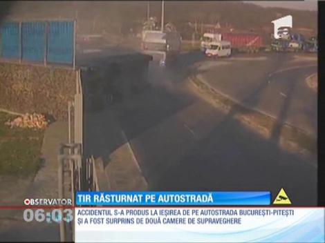 Accident spectaculos la ieşirea de pe autostrada Bucureşti - Piteşti