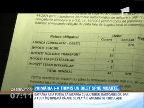 O hârtie primită de la primărie a împins-o pe o bătrână la moarte