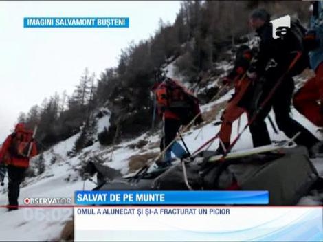 20 de salvamontişti şi-au riscat viaţa pe crestele înzăpezite din Bucegi să-l salveze pe un bărbat care şi-a rupt piciorul