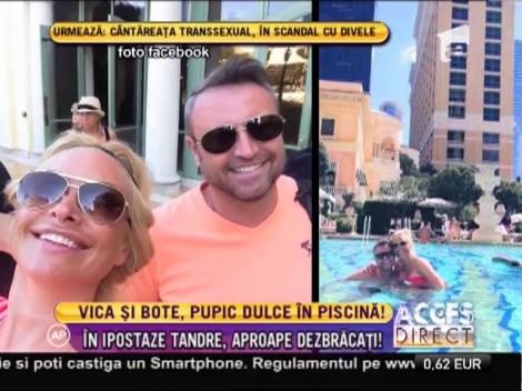 Vica Blochina şi Cătălin Botezatu, aproape dezbrăcaţi în piscină