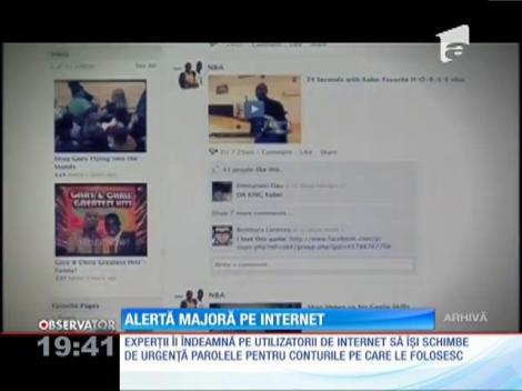 Experţii îi îndeamnă pe utilizatorii de Internet să îşi schimbe de urgenţă parolele pentru conturile pe care le folosesc