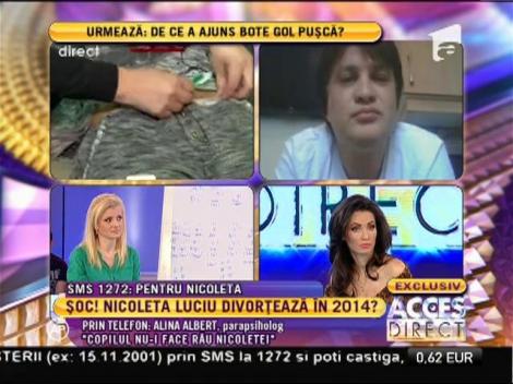 Alina Albert, parapsiholog: "Copilul nu-i face rau Nicoletei"