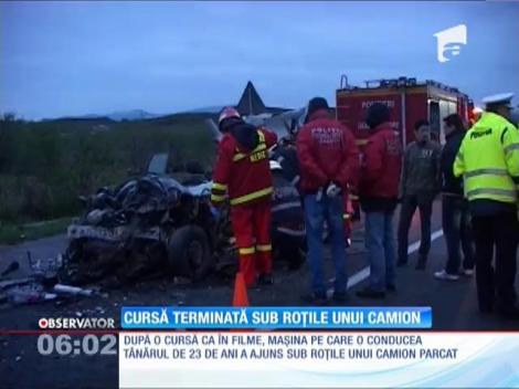 Cursă terminată sub roţile unui camion