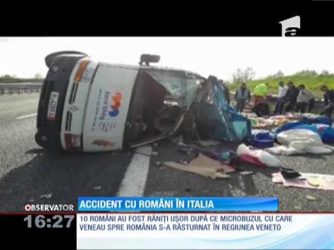 Un microbuz cu 18 români a fost implicat într-un grav accident, în Italia