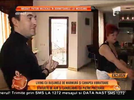 Casa lui Marian Mexicanu, împodobită cu statuete din aur și un candelabru cu pietre prețioase