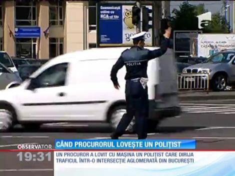 Un polițist, lovit de un șofer neatent