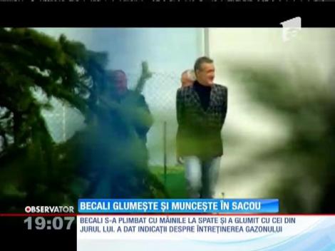 Gigi Becali s-a prezentat în sacou, în cea de-a doua zi de muncă la Academia lui Hagi