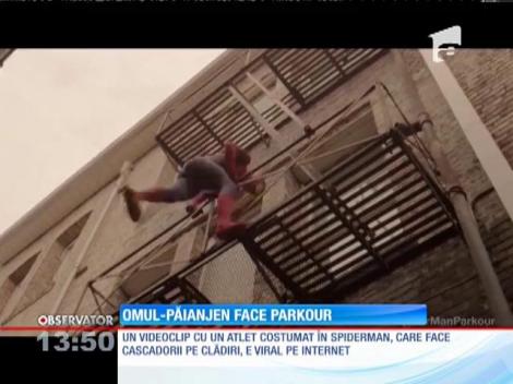 INEDIT! Spiderman face parkour pe pereţii clădirilor