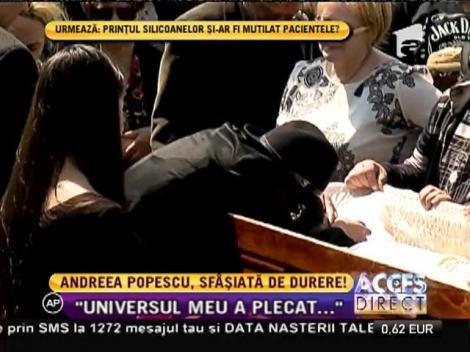 IMAGINI CUTREMURĂTOARE! Andreea Popescu, dărâmată de durere la înmormântarea tatălui ei