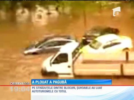 Sute de şoferi şi-au văzut maşinile distruse de ploaie