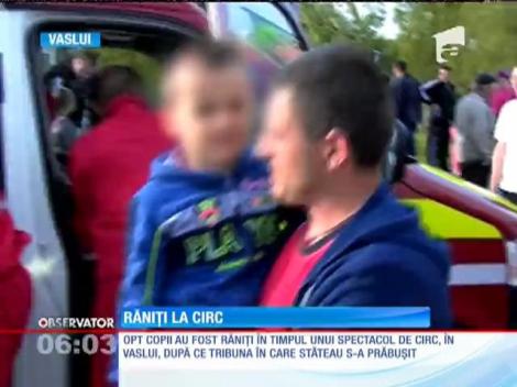 UPDATE / 8 copii au fost răniţi uşor, după ce tribuna unui circ ambulant din Vaslui s-a prăbuşit