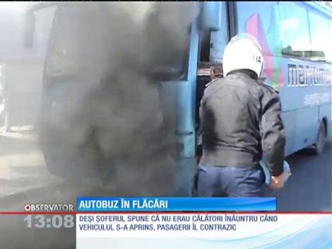 Autobuz în flăcări, în Constanţa