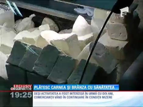 Aşa stau brânzeturile şi carnea crudă într-un depozit de la marginea Capitalei!