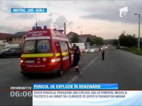 A scăpat maşină de sub control şi a intrat într-o benzinărie