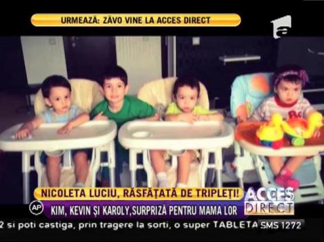 Nicoleta Luciu, o mămică fericită: Iată cum este răsfățată de tripleți!