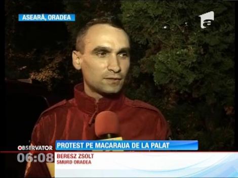 Protest la înălţime, în centrul oraşului Oradea