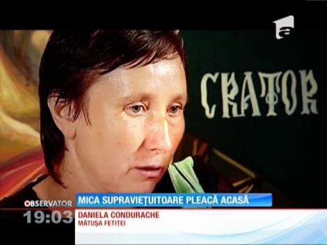 Fetița născută de femeia arsă chiar de soțul ei a ajuns acasă