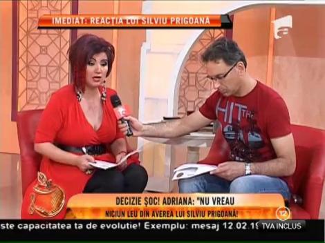 Adriana Bahmuțeanu: ”Nu vreau niciun leu din averea lui Silviu Prigoană”