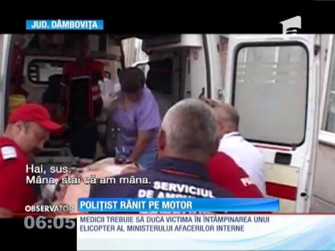 Un poliţist a ajuns la spital după o plimbare pe motocicletă