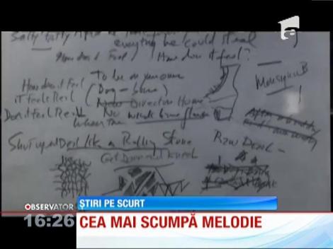 Cea mai scumpă melodie din istorie: Manuscrisul piesei "Like a Rolling Stone", vândut cu două milioane de dolari