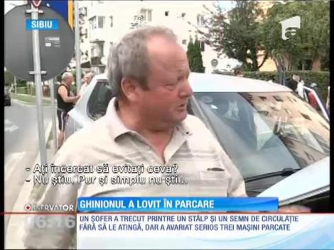 Ghinionul a lovit cu forţă, într-o parcare din Sibiu! Un şofer a adormit la volan şi a acroşat trei maşini