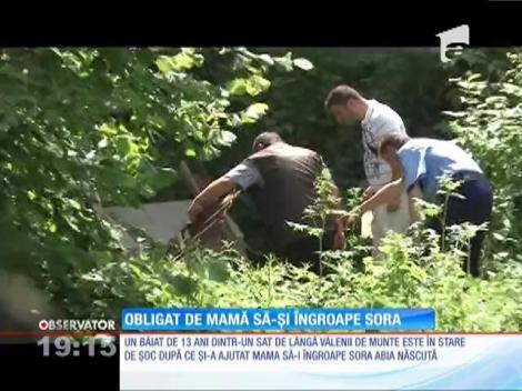 Băiat de 13 ani, obligat de mamă să-şi îngroape sora
