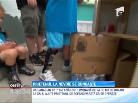 Un copil a vândut limonadă pentru a plăti operaţia prietenului lui