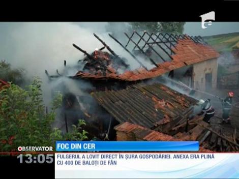 O gospodărie din judeţul Sălaj a fost lovită de fulger