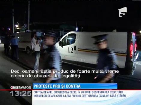 Proteste pro şi contra acţiunii hingherilor