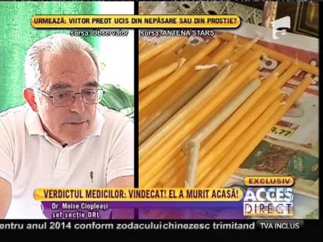 Dr. Moise Ciopleaşi, şeful secţiei ORL: "Ce s-a întâmplat înainte şi după internarea lui Gabriel, nu pot să vă spun"