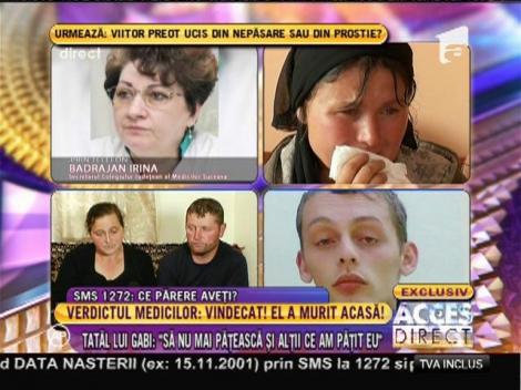 Irina Badrajan, secretarul Colegiului Judetean al Medicilor Suceava: "Medicul acuzat de moartea lui Ilie va profesa pe timpul anchetei!"