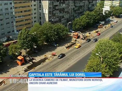 Dorel blochează Bucureştiul! Muncitorul român lucrează în ritm de melc