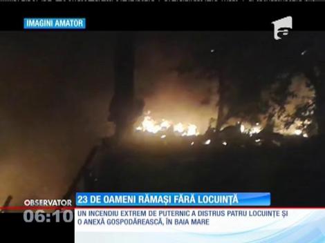 Un incendiu violent a lăsat 23 de oameni sub cerul liber, în Baia Mare