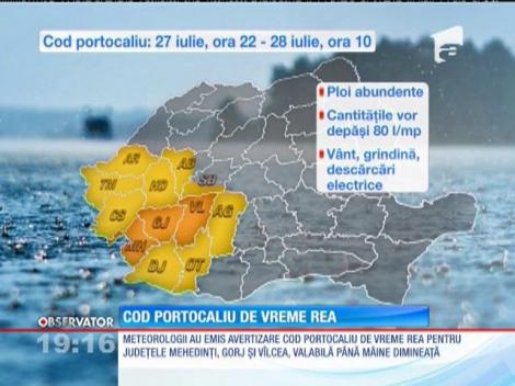 Cod portocaliu de vreme rea în sud-vestul ţării