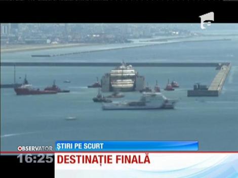 Pachebotul Costa Concordia a ajuns în portul Genova