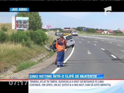 Grav accident pe DN1: cinci oameni au fost răniți