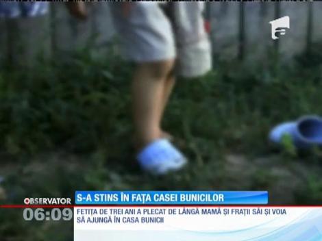 O fetiţă de trei ani din Vaslui a fost găsită fără suflare în faţa casei bunicii sale
