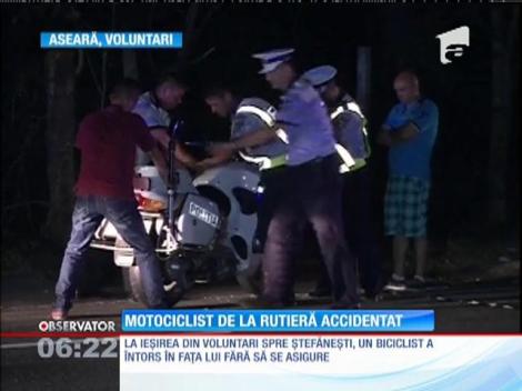 Accident între o motocicletă de poliție și o bicicletă