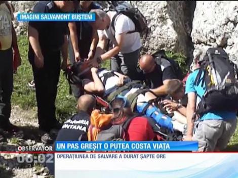 Un pas greşit pe o potecă de munte a aruncat-o pe o tânără din Capitală într-o râpă de 15 metri