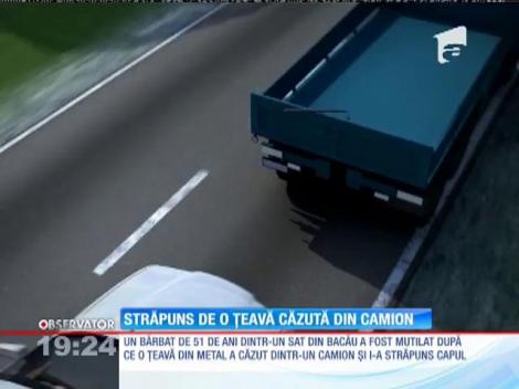 Bărbat, străpuns de o țeavă căzută dintr-un camion