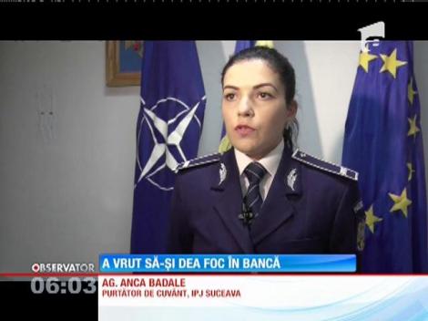 Un bărbat a vrut să-şi dea foc în sediul unei bănci pentru că n-a putut scoate banii din cont