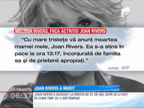 A murit actiţa Joan Rivers