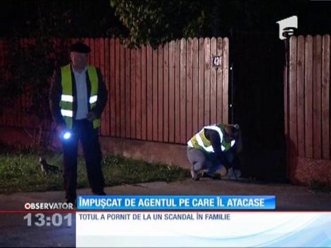 Bărbat, împuşcat de agentul pe care îl atacase