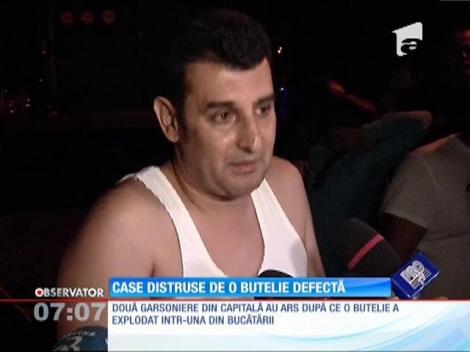 Case distruse de o butelie defectă