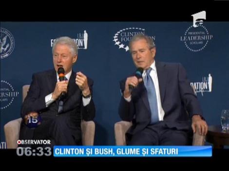 Bill Clinton şi George W. Bush, glume şi sfaturi