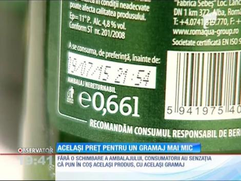 Același preț pentru un gramaj mai mic