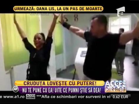Daniela Crudu știe să dea bine cu pumnul: Bruneta a exersat chiar pe un domn!