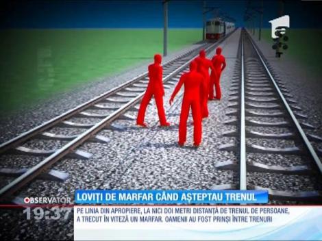 Șapte oameni, loviți de marfar când așteptau trenul